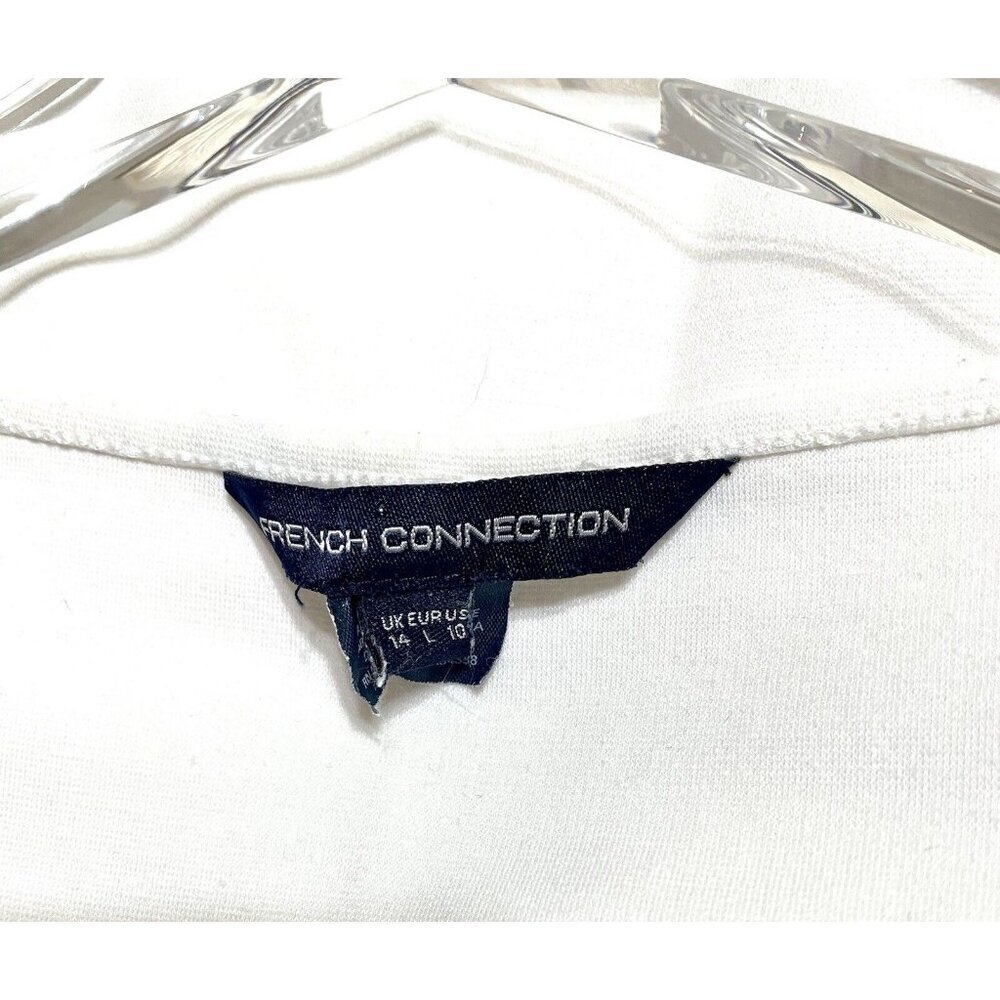 French Connection White Crochet Embroidery Mini Short Dress V Neck Sz 10 L - Picture 13 of 16